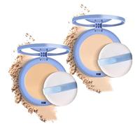 Polvo prensado Matte Perfection, polvo prensado facial con control de aceite, polvo de acabado impermeable de larga duración, maquillaje en polvo fijador (01+02)