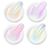 Polvo Uñas Efecto Perlado Blanca BISHENGYF: Polvo de Uñas Aurora Chrome, Polvo de Uñas con Efecto Espejo de Sirena Holográfico, Diseño de Pigmento de Uñas de Gel DIY, Brillo de Uñas con Brillo