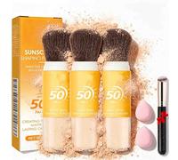 Polvos Fijadores De Protector Solar Mineral Con Cepillo,Control Oil Natural Matt Finish, Duradero, Ligero Y Transpirable,Para Toda La Piel. (3 piezas, k606)