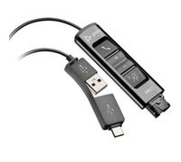 Poly Adaptador DA85 786C7AA USB-A y USB-C a QD para auriculares Negro