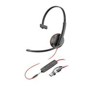 POLY Auriculares Blackwire 3215 monaural USB-C + conector de 3,5 mm + adaptador USB-C/A (paquete)