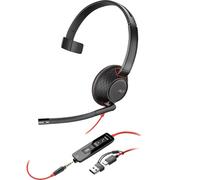 POLY Auriculares Blackwire 5210 monaural USB-C + conector de 3,5 mm + adaptador USB-C/A (paquete)