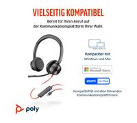 Poly Auriculares estéreo Blackwire 8225 USB-C + Adaptador USB-C/A