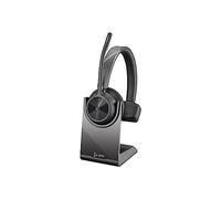 Poly - Auriculares inalámbricos Voyager 4310 UC con soporte de carga (Plantronics), Auriculares de un solo oído, Se conectan a PC con el adaptador Bluetooth USB-A y a celulares a través de Bluetooth