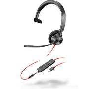 POLY Auriculares monoaurales Blackwire 3315 USB-C + Conector de 3,5 mm + Adaptador USB-C/A