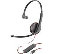 Poly Blackwire 3210 - Blackwire 3200 Series - Auriculares - On-Ear - con Cable - Cancelación Activa de Ruido - USB-C - Negro - Certificado para Skype para Empresas