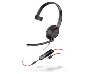 POLY Blackwire 5210 Auriculares Alámbrico Diadema Llamadas/Música USB Tipo C Negro, Rojo