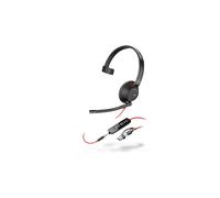 Poly Blackwire 5210 Auriculares mono con cable, con conexión USB-C, conector de 3,5 mm y adaptador de USB-C a A