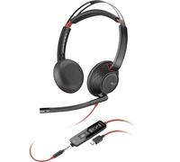 Poly Blackwire 5220 Auriculares Estéreo USB-C Negros + Conector de 3.5mm + Adaptador USB-C a USB-A