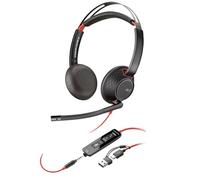 Poly Blackwire 5220 Stereo Auriculares con Micrófono USB-C/A/Jack 3.5mm Negros