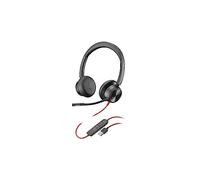 Poly Blackwire 8225M - Auriculares estéreo con cancelación de Ruido Activa y Brazo Flexible para micrófono Versión estándar. USB-A Negro