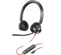 Poly Blackwire 3320 Auriculares Estéreo USB-C Negros + Adaptador de USB-C a USB-A