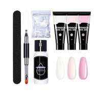 Poly Nail Building Gel Set - 15g Hard Extension Gels & Slip Solution Cleanser | - Self Leveling Sculpting Overlay Kit For High Gloss Long Lasting DIY Manicure Vacation Look