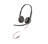 Poly / Plantronics Poly Blackwire C3225 Top Auriculares con cable para llamadas en tu PC, móvil o tablet, sonido estéreo de alta fidelidad, cancelación de ruido y diseño