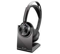 Poly / Plantronics Poly Voyager Focus 2 USB-C-C Teams+ adaptador USB-C/A+ Base Auriculares con excelente acústica y base de carga, con 3 niveles de ANC híbrida que
