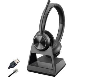 Poly Plantronics Savi 7320 Office Stereo Auriculares Estéreo DECT con base de carga - ideal para profesionales que trabajan con teléfono fijo y PC