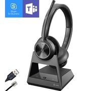 Poly Plantronics Savi 7320 Office Stereo MS Auriculares Estéreo DECT con base de carga, optimizado para Teams - ideal para trabajar con teléfono fijo y PC