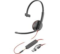 Poly Poly Blackwire 3215 USB-C + Jack 3,5 mm +Adaptador USB-C/A Auriculares con audio HD y protección acústica, que ofrecen total flexibilidad gracias a su
