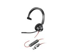 Poly Poly Blackwire 3310 USB-C MS + Adaptador USB-C/A Auriculares con cable USB-C y adaptador a USB-A para PC/MAC cómodos y ergonómicos ideales para