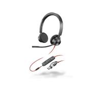 POLY Auriculares estéreo Blackwire 3325 con certificación Microsoft Teams USB-C + Conector de 3,5 mm + Adaptador USB-C/A