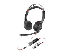 Poly Poly Blackwire 5220 USB-C+ Adaptador USB-C/A Auriculares profesionales estéreo con triple conexión: jack 3,5, USB-C y adaptador USB-A para trabajar