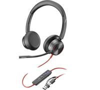 Poly Poly Blackwire 8225 MS + Adaptador USB-C/A Auricular estéreo profesional con doble conexión USB-C/A para PC con audio excelente para ambientes