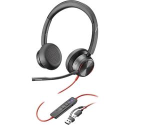 Poly Poly Blackwire 8225 MS + Adaptador USB-C/A Auricular estéreo profesional con doble conexión USB-C/A para PC con audio excelente para ambientes