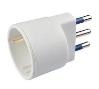 POLY POOL PP0432S Adaptador de enchufe Schuko clavija grande 250V- Enchufe alemán-italiano 10A/16A con toma de tierra lateral Adaptador con enchufe 16A 2P+E Adaptador 100 % Made in Italy Blanco
