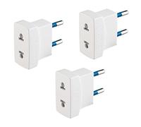POLY POOL PP0434.3 Adaptadores con Clavija 10A 2P y Toma 10A 2P Adaptador de viaje de Americano a Europeo 250V Kit de 3 Adaptadores Color Blanco