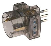 Poly pool pp0467.5s Adaptador Triple Enchufe pequeño y 2 Tomas 10 A y 1 Enchufe estándar alemán, Transparente Ahumado