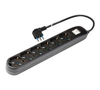 Poly pool pp0537.2 X L Enchufe múltiple Elix con 6 Tomas Pluristandard, 1.5 m Cable e Interruptor, Negro