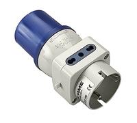 Poly Pool PP0642S - Adaptador industrial de 3 pines CEE macho IEC309 grande 16 A, 2 enchufes estándar y 1 enchufe estándar