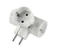 Poly pool pp2350 Adaptador con 3 Tomas Grandes estándar alemán y Enchufe Schuko 16 A, Blanco
