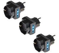 POLY POOL PP2351.13 Adaptador Pluristandard con Clavija Schuko Kit de 3 Adaptadores con Clavija 16A y Tomas italiana y alemana 10A 16A Kit 3 Adaptadores de Color Blanco