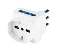 POLY POOL PP2368S Adaptador de enchufe triple que ahorra espacio con clavija grande Adaptador de enchufe múltiple que ahorra espacio 2 enchufes italianos 10A/16A + enchufe Schuko P30