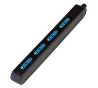 POLY POOL PP2422.2X Ladrón Multitoma Eléctrico SPAZIOZERO 3500W 4 Tomas Bivalentes 10/16A 2P+T Multitoma Superslim 23mm Ladrón Multitoma con Ojales para Fijación en Pared Negra Sin Cable