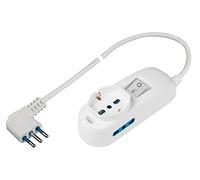 Poly Pool PP2500XL - Toma múltiple P40 Pluristandard, Enchufe ahorraespacio Grande 16 A, 1,5 Metros Cable e Interruptor, Blanco, 3500 W