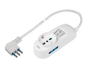 Poly Pool PP2501XL - Regleta con Cable de 3 m - 2 Tomas bivalentes 10/16A 2P+T + 1 Toma pluristandard 10 schuko - Enchufe Ahorro de Espacio de 16 A, 3500 W, Blanco, 3 Metros