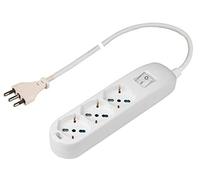 Poly Pool PP2502XL - Toma múltiple con 3 Tomas P40 Pluriestándar, Enchufe Grande de 16 A, Cable de 1,5 Metros e Interruptor, Color Blanco, 3500 W