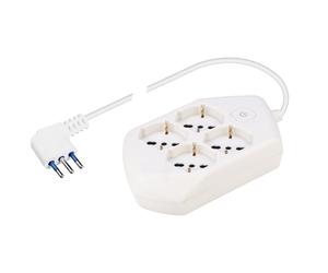 POLY POOL - PP2504XL Toma Múltiple Cuadrada con 4 Tomas P40 Multiestándar - Regleta Multitoma con Enchufe de ahorro de espacio Grande 16A - Multitoma Eléctrica cable 1.5 m e Interruptor