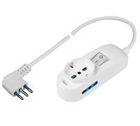 Poly pool pp2505 X L múltiple con 2 enchufes bivalenti 1 Toma P40 Pluristandard, Enchufe Salvaspazio Grande 16 A, 5 m Cable e Interruptor, 3500 W, Blanco