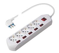 Poly Pool PP2509 Multiswitch - Regleta con 5 Tomas Pluristandard (16 10 schuko) - 5 interruptores Individuales para Cada Toma - Cable de alimentación de 1,5 m - Enchufe Ahorro de Espacio 16A 2P+T