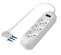 Poly Pool PP2513 Regleta con 3 Tomas Multisize Pluristandard, 1,5 m, Cable de conexión e Interruptor de Seguridad, Color Blanco