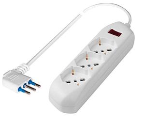 Poly Pool PP2513 Regleta con 3 Tomas Multisize Pluristandard, 1,5 m, Cable de conexión e Interruptor de Seguridad, Color Blanco