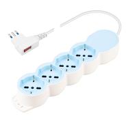 POLY POOL - PP2546 Cromix Regleta eléctrica Azul y Blanca, Toma múltiple de 4 Tomas P40 Pluristandard, con Enchufe Ahorra Espacio pequeño 10 A 2P + T, Cable de 1,5 Metros e Interruptor de Seguridad