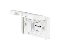 POLY POOL PP6098X Kit de empotrado para exteriores premontado con toma e interruptor bipolar Impermeable- Toma Externa de pared para uso en exteriores con Toma Schuko- Soporte y tornillos de montaje