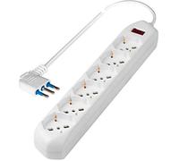 Poly Pool - Regleta con 6 enchufes de Varios tamaños, Cable de 1,5 m, con Interruptor de Seguridad, Blanco, PP2516