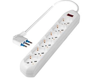 Poly Pool - Regleta con 6 enchufes de Varios tamaños, Cable de 1,5 m, con Interruptor de Seguridad, Blanco, PP2516