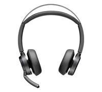 POLY Voyager Focus 2 Auriculares inalámbricos UC con micrófono y Soporte de Carga: Compatible con PC a través del Adaptador Bluetooth BT700 Incluido o Mediante Cable USB