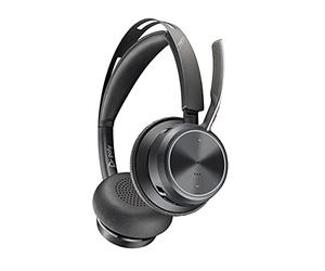 Poly - Voyager Focus 2 Office USB-A (Plantronics) - Bluetooth Dual-Ear (Stereo) Headset with Boom Mic - USB-A PC/Mac/Desk Phone Compatible - Active Noise Canceling - Works with Teams, Zoom & more